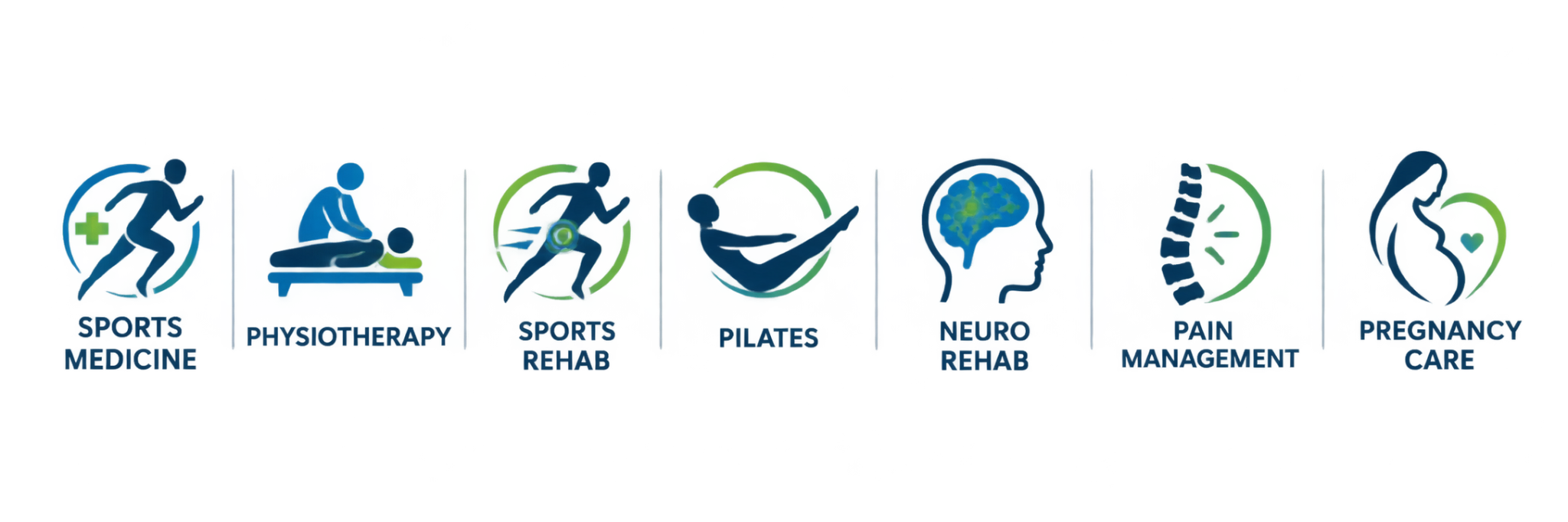 Sports Medicine, Physiotherapy, Sports Rehab, Pilates, Neuro Rehab, Pain Management, Pregnancy Care